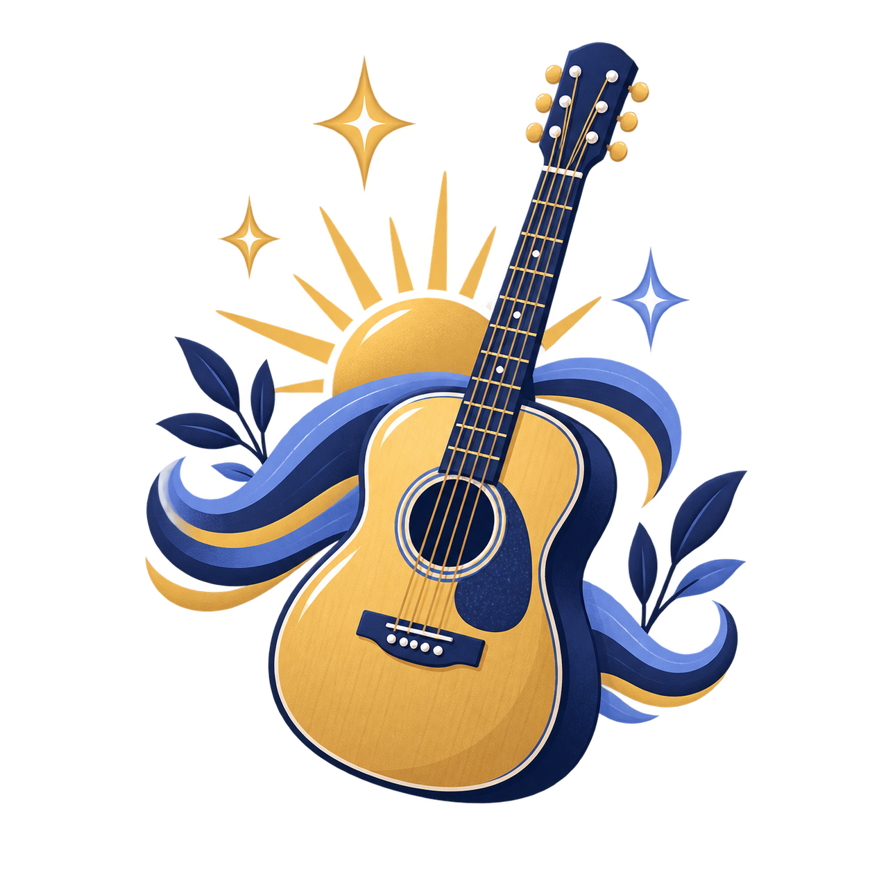 Guitar and sunrise illustration