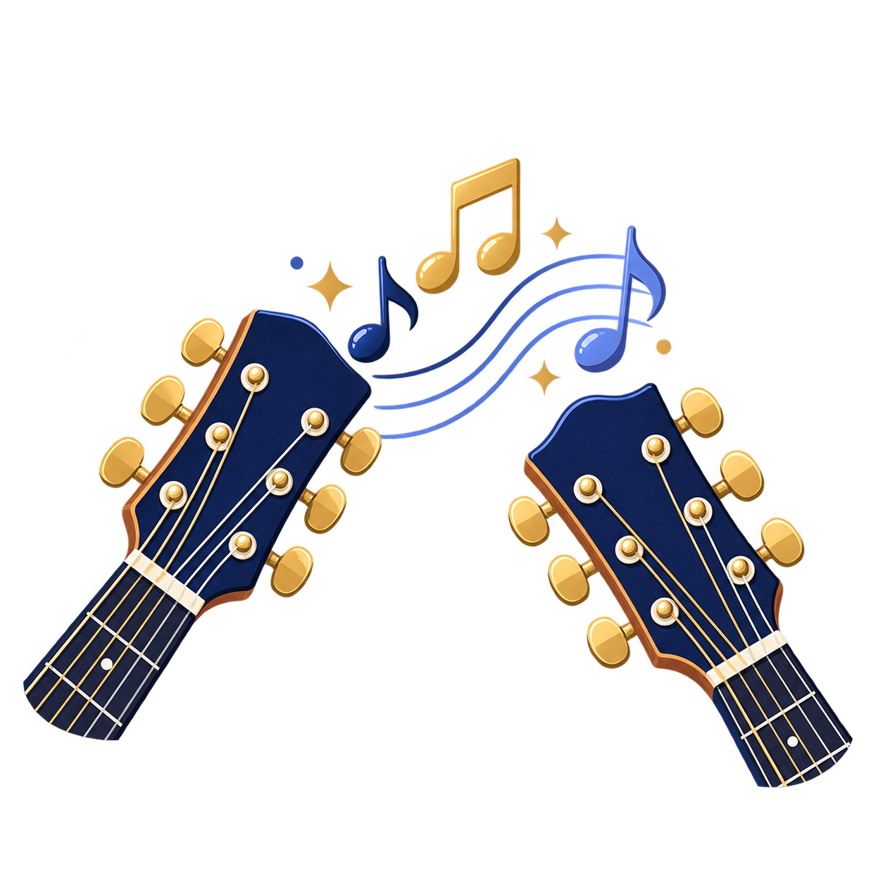 Two guitars sharing music illustration