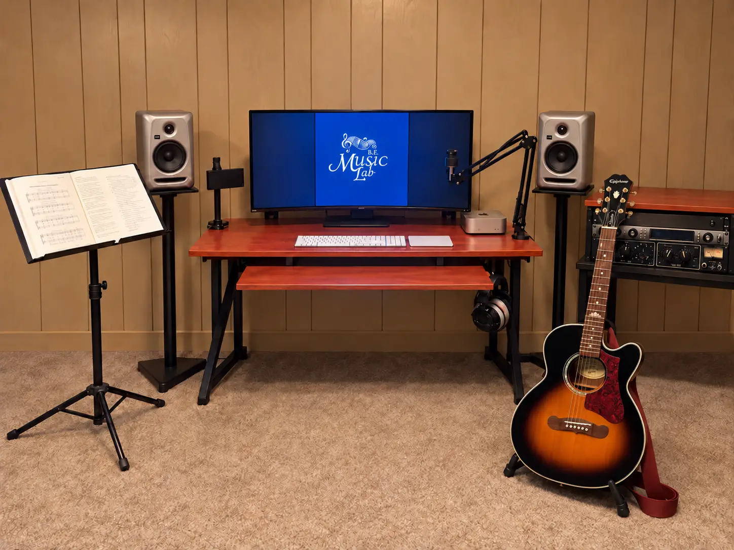 B.E. Music Lab online guitar teaching setup